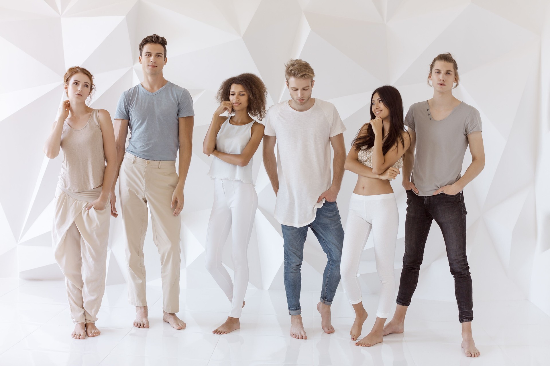 Group of young Multi-ethnic friends indoors in studio